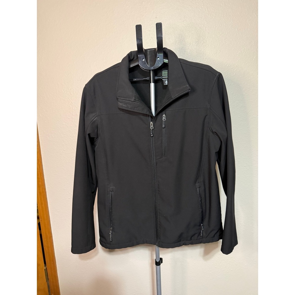 SwissTech Mens Black Softshell Jacket Full Zip Performance Outerwear Large 42-44